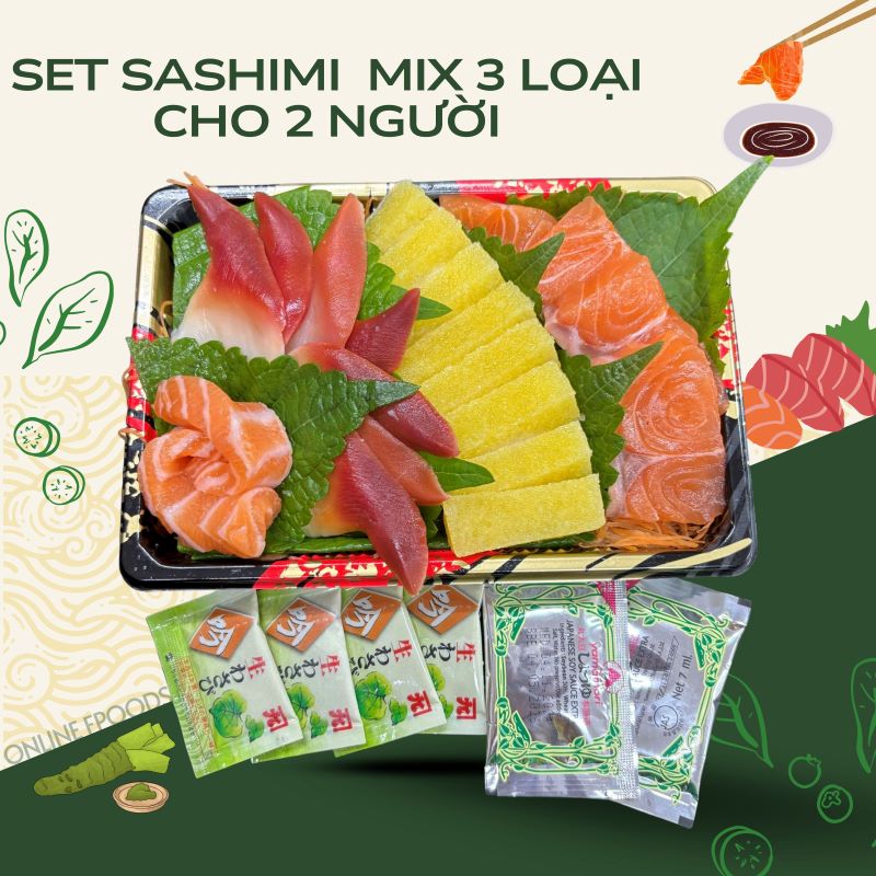 Set sashimi cá hồi tươi Nauy + cá trích ép trứng + sò đỏ cho 2 người